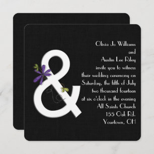Black Linen Contemporary Wedding Invitation