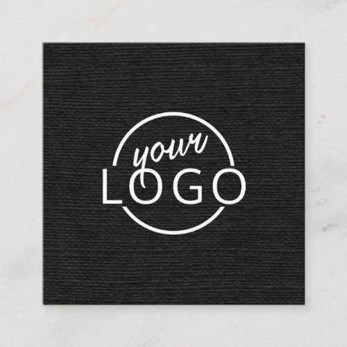 Black linen modern minimalist custom logo square business card