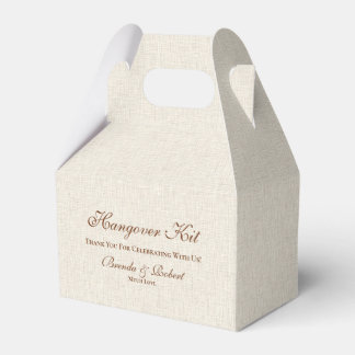 Black linen Simple Script Hangover Recovery Kit Fa Favor Boxes