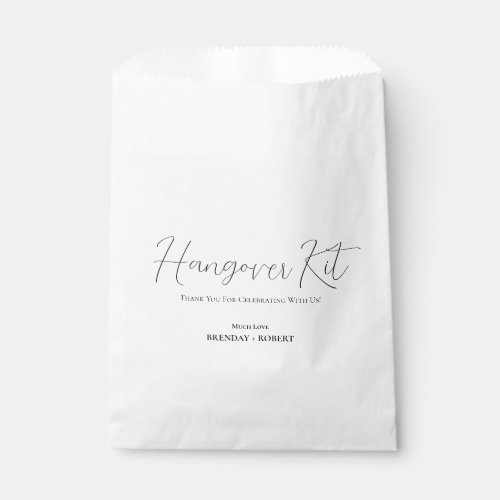 Black linen Simple Script Hangover Recovery Kit Favor Bag