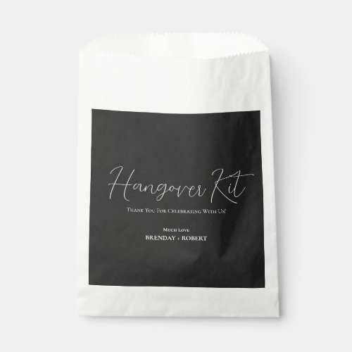Black linen Simple Script Hangover Recovery Kit Favor Bag