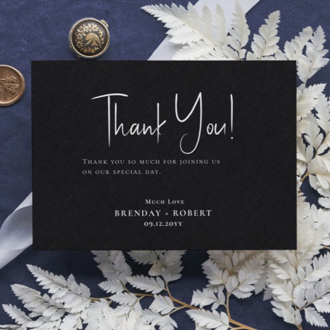 Black linen Simple Script Welcome Thank You Card (Creator Uploaded)