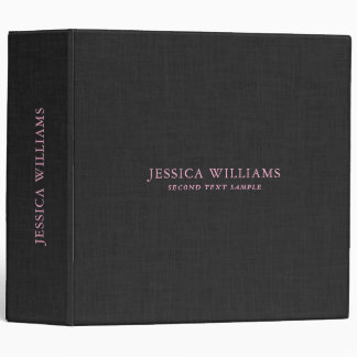 Black linen texture custom lavender typography 3 ring binder