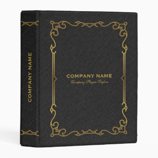 Black Linen Texture Gold Vintage Frame Mini Binder