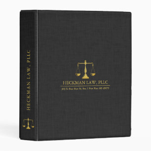 Black Linen Texture Print Gold Justice Scale Mini Binder