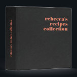 Black linen Texture Retro Coral-Red Typography 3 Ring Binder<br><div class="desc">Image of a black or very dark-gray linen texture with a customizable coral-red retro typography. Simple,  minimalistic design.</div>