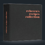 Black linen Texture Retro Coral-Red Typography 3 Ring Binder<br><div class="desc">Image of a black or very dark-gray linen texture with a customizable coral-red retro typography. Simple,  minimalistic design.</div>