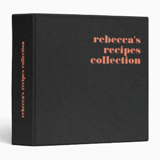 Black linen Texture Retro Coral-Red Typography 3 Ring Binder