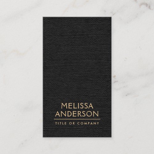 Black linen vertical minimalist professional business card