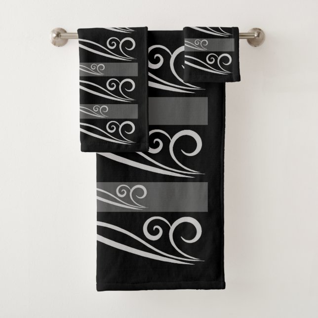 Black Lines Bath Towel Set (Insitu)