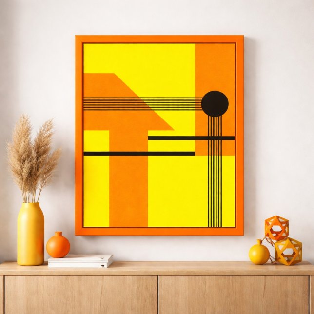 Black Lines Crossing Yellow and Orange Shapes Poster (Creator Uploaded)