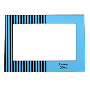 Black Lines/Cyan Name/Date Magnetic Picture Frame