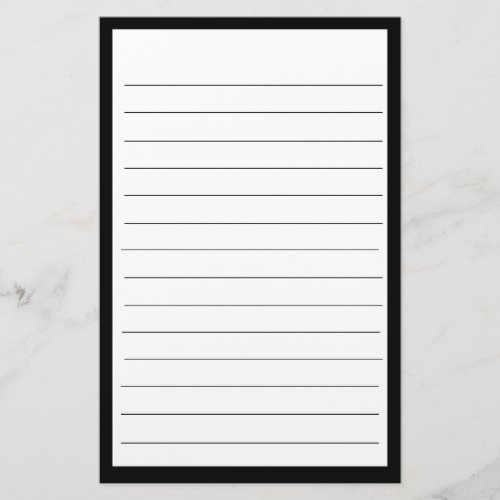 Black Lines Frames White Plain Elegant Colorful Stationery