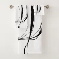 Modern Black And White Striped Bath Towel Set, Zazzle