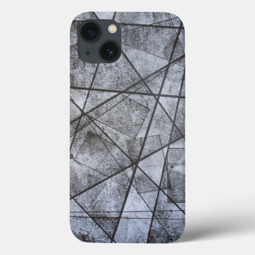 Black Lines white gray rectangles abstract iPhone 13 Case