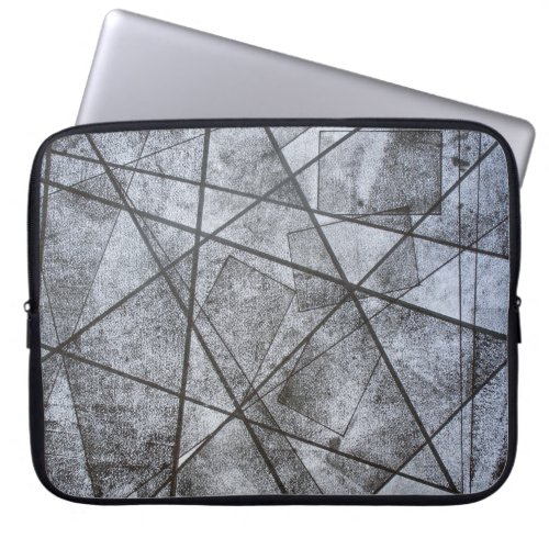 Black Lines white gray rectangles abstract Laptop Sleeve