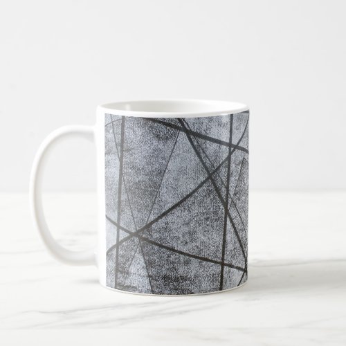 Black Lines white gray rectangles abstract tea or Coffee Mug