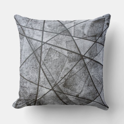 Black Lines white gray rectangles abstract Throw Pillow