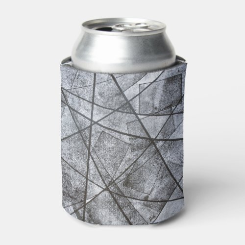Black Lines white gray stripe rectangles abstract Can Cooler