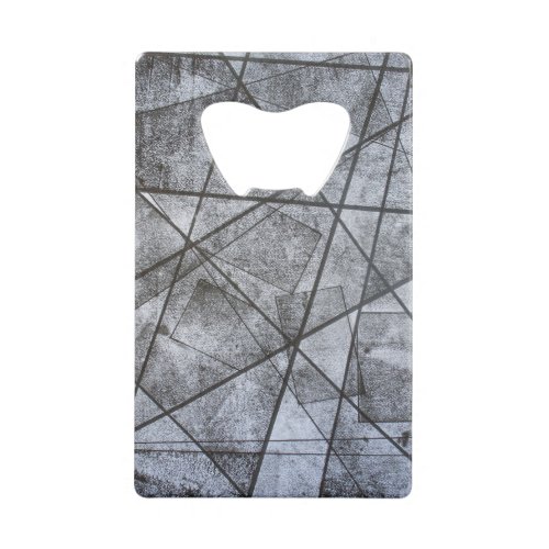 Black Lines white gray stripe rectangles abstract Credit Card Bottle Opener