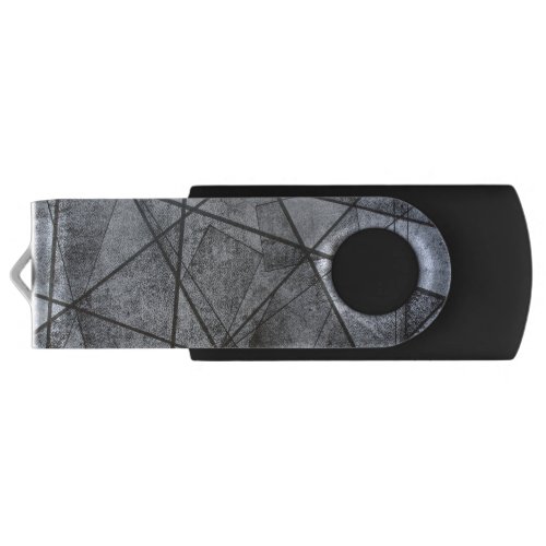 Black Lines white gray stripe rectangles abstract Flash Drive