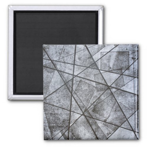 Black Lines white gray stripe rectangles abstract Magnet