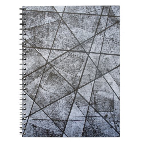 Black Lines white gray stripe rectangles abstract Notebook