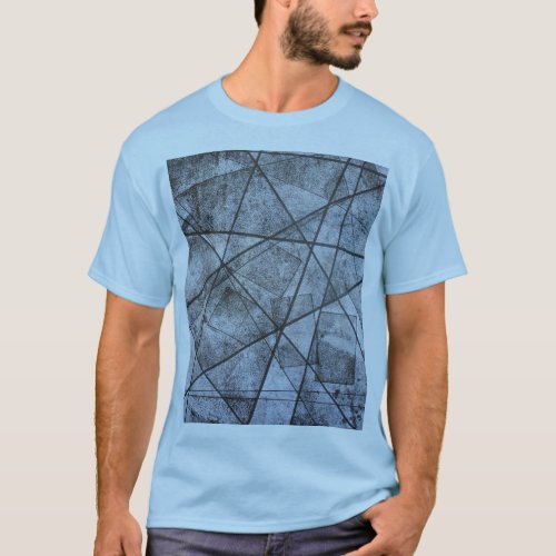 Black Lines white gray stripe rectangles abstract T_Shirt