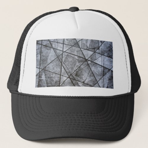 Black Lines white gray stripe rectangles abstract Trucker Hat