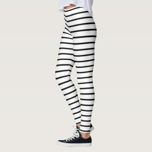 Black Lines White Leggings