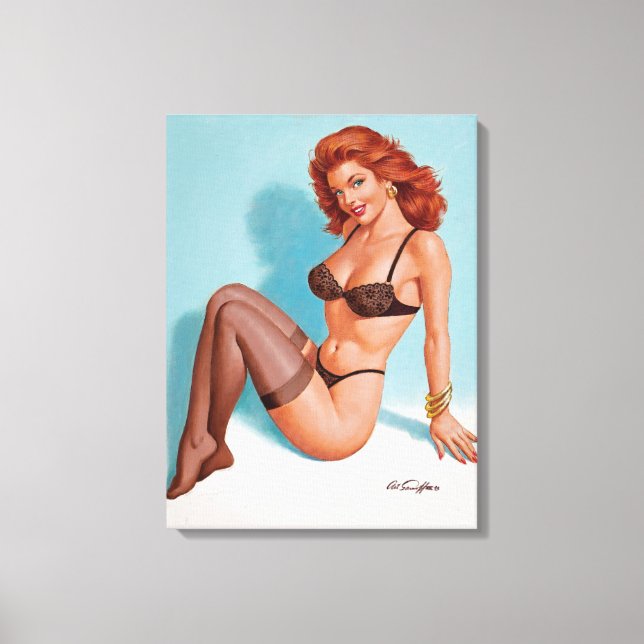 Black Lingerie, 1993 Pin Up Art Canvas Print (Front)