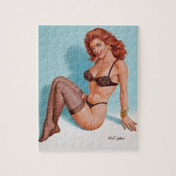 Black Lingerie  1993 Pin Up Art Jigsaw Puzzle by Pin_Up_Art at Zazzle