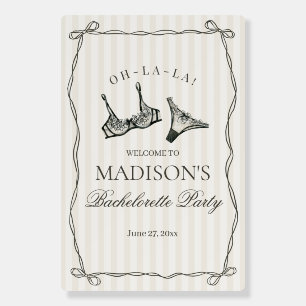 Black Lingerie Bachelorette Party Bow Welcome Foam Board