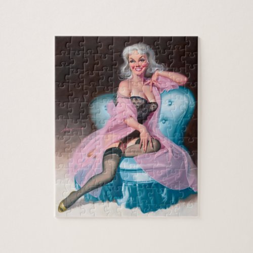 Black Lingerie Pin Up Art Jigsaw Puzzle