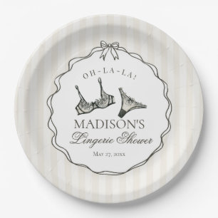 Black Lingerie Shower Bachelorette Bridal Bow Paper Plates