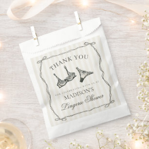 Black Lingerie Shower Bachelorette Party Dessert Favor Bag