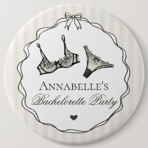 Black Lingerie Shower Bachelorette Party Favor Button