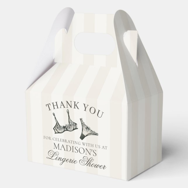 Black Lingerie Shower Bachelorette Party Gable Favor Boxes (Front)