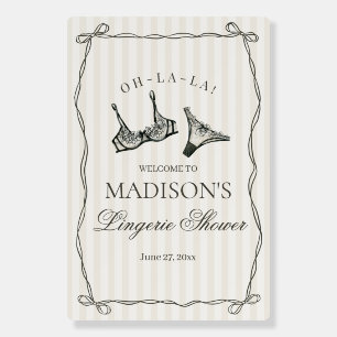 Black Lingerie Shower Beige Bow Welcome Foam Board