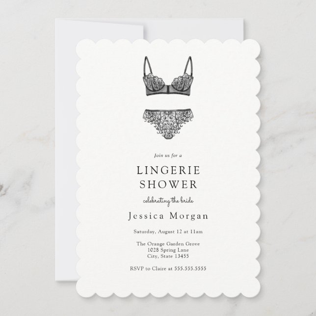 Black Lingerie Shower Invitation (Front)