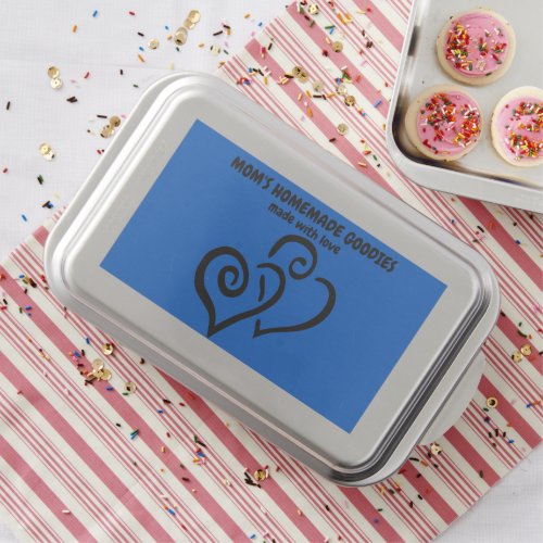Black Linked Hearts Over Blue Custom Message