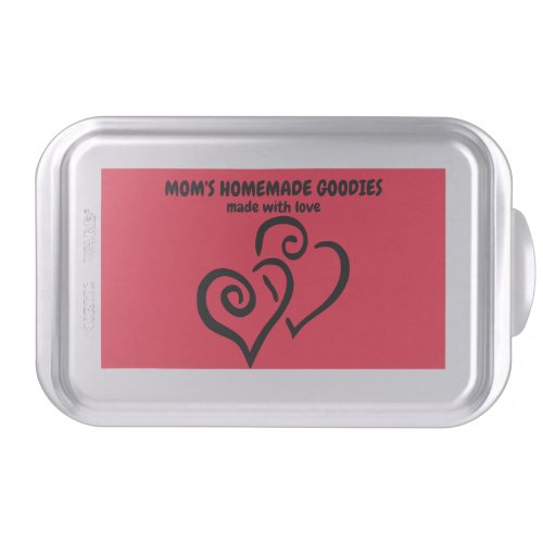 Black Linked Hearts Over Red Custom Message Cake Pan