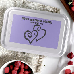 Black Linked Hearts Over Violet Custom Message Cake Pan