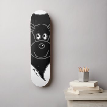Black Lion And Custom Name  Black & White Cartoon Skateboard by Animal_Art_By_Ali at Zazzle