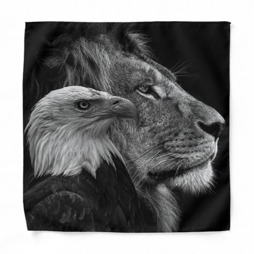 black lion and eagle faces Blanket Bandana
