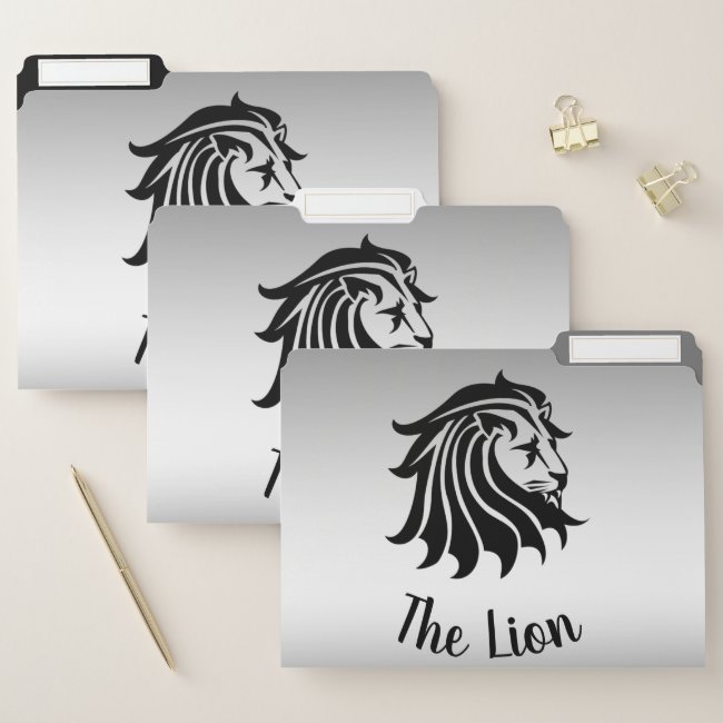 Black Lion in Silhouette Set of File Folders