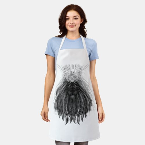 Black Lion with Antlers Crown and Monogram Apron
