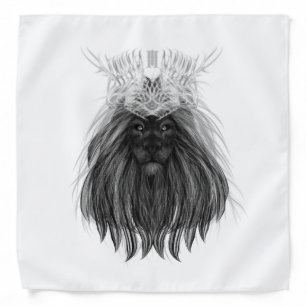 Black Lion with Antlers Crown and Monogram Bandana