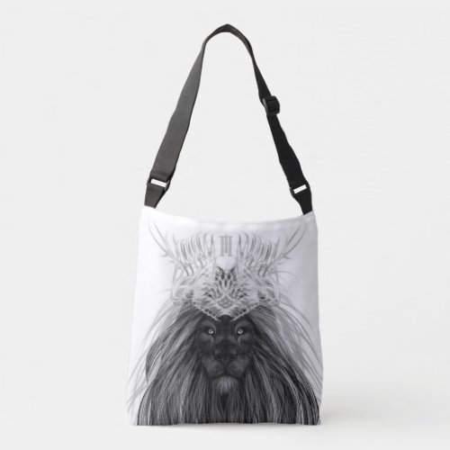 Black Lion with Antlers Crown and Monogram Crossbody Bag