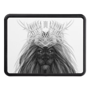 Black Lion with Antlers Crown and Monogram Hitch Cover
